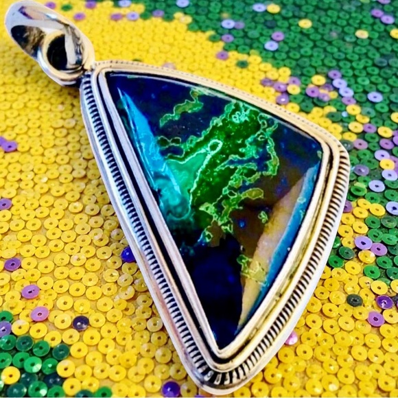 Malachite Sterling Silver Pendant 925 large
